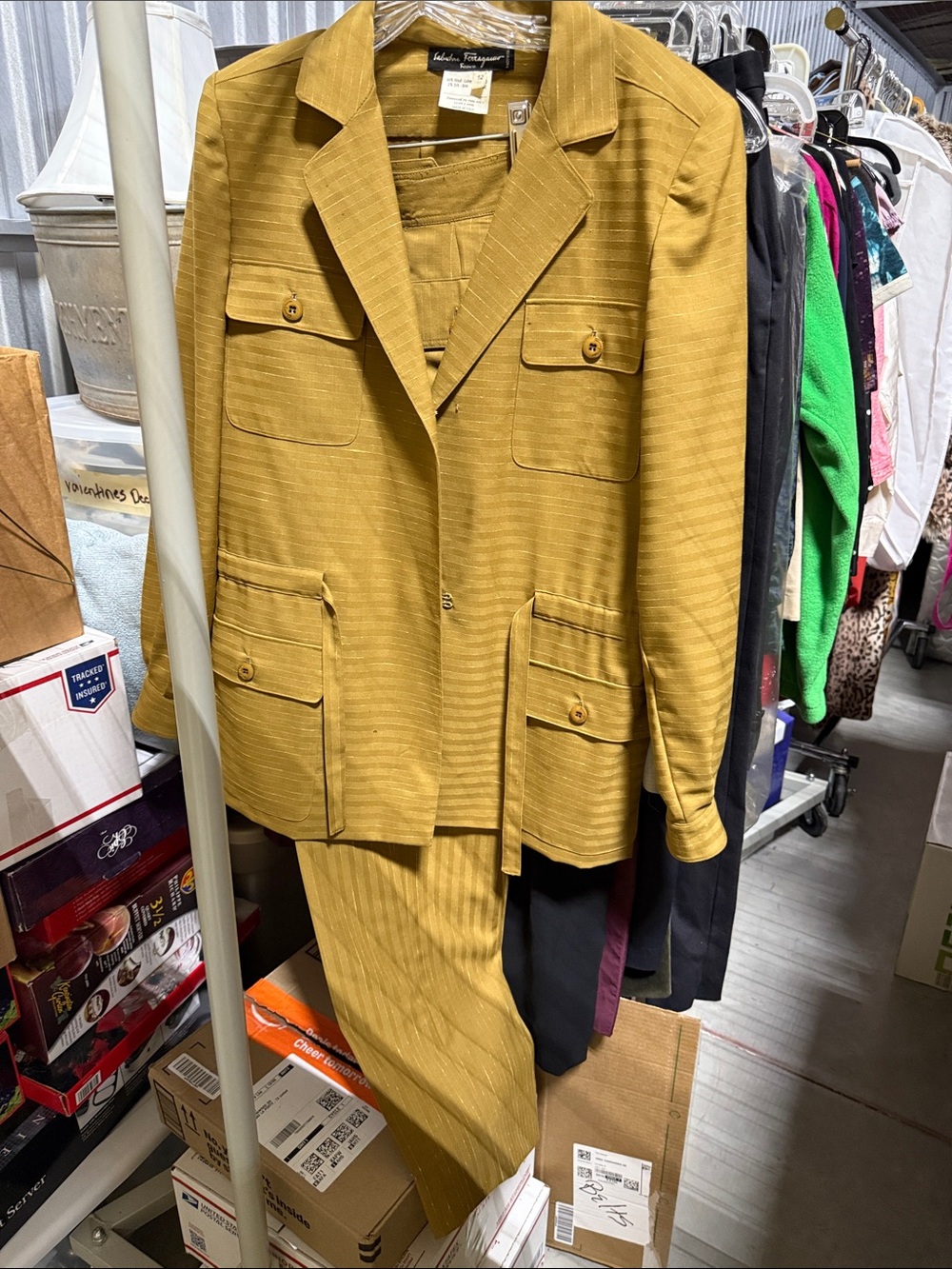 Women’s  Gold Stripe Wool and Silk Pantsuit - Salvatore Ferragamo
